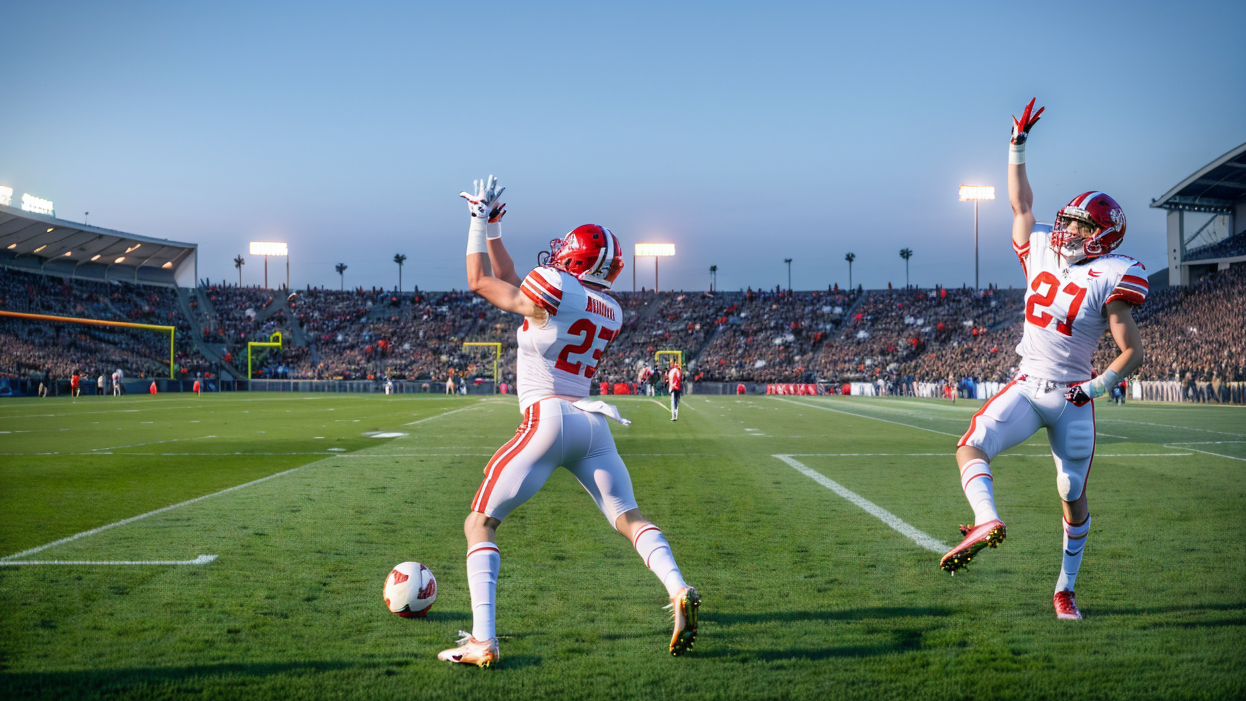 足球赛场上一幕规模宏大的场面！
